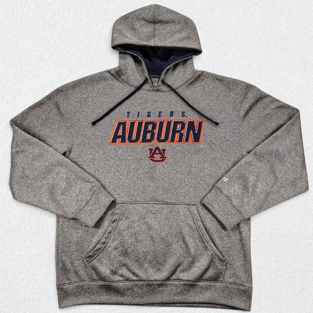Auburn Tigers Hoodie Mens Large Gray Champion Embroidered Fleece Pullover